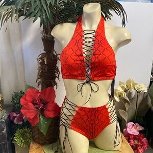 Noire Lace-Up Halter Bikini